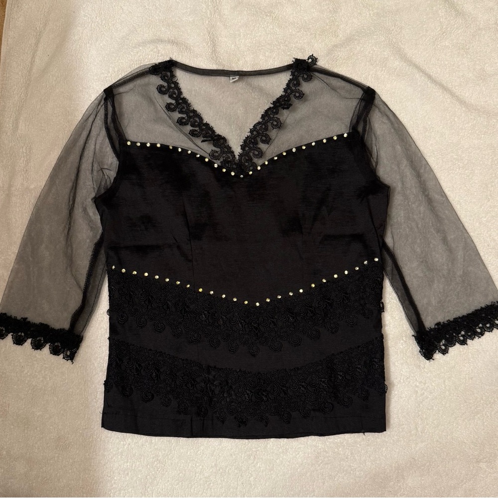 Elegant Black Lace Women's Top